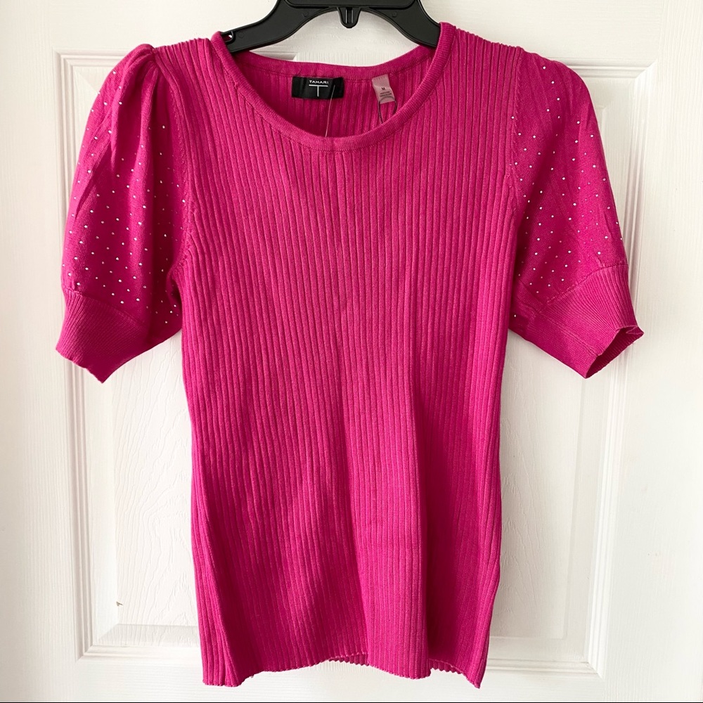 Tahari Pink Puff Half Sleeve w/ Rhinestone | M | NWT